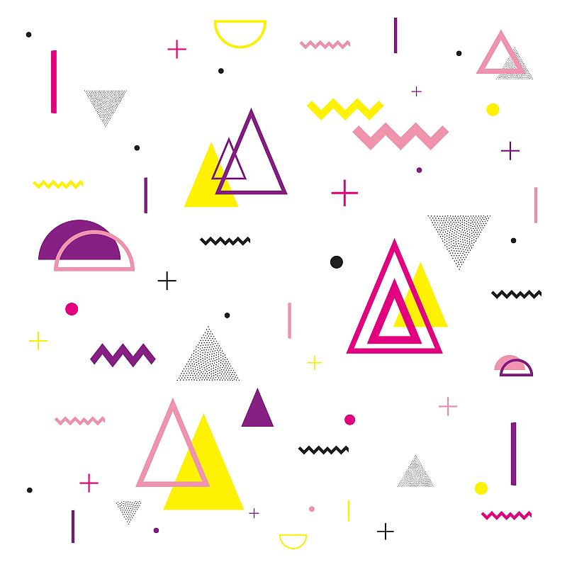 孟菲斯矢量插画 几何图案和色块的活泼组合设计系列下载
