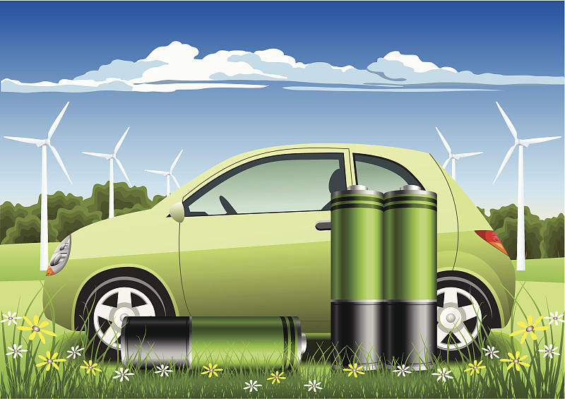 使用环保电池的混合动力汽车图片下载