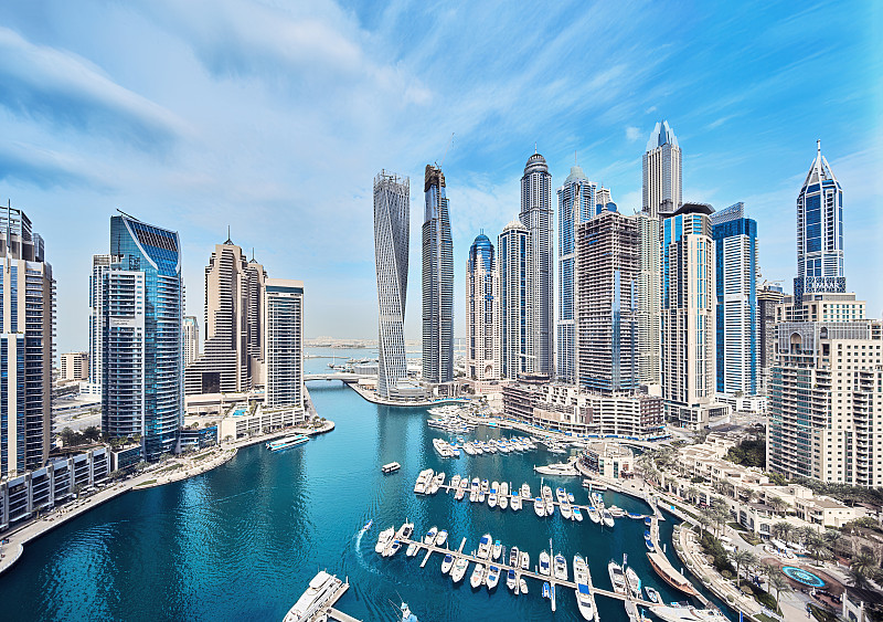 Dubai Marina City Skyline in the United Arab Emirates图片素材