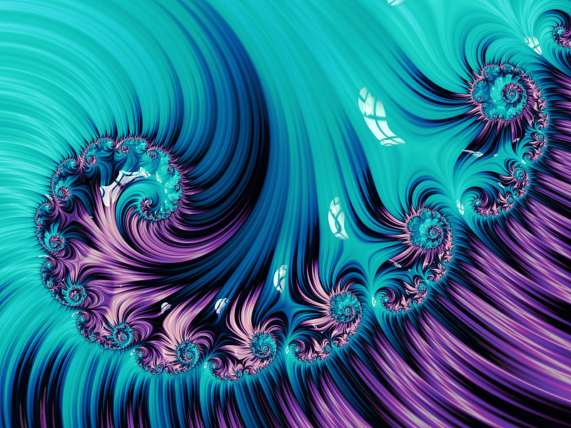 蓝紫螺旋抽象分形图案图片下载