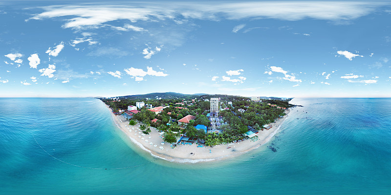 越南富国岛风景如画的海滩和旅游胜地，360°全景图片下载