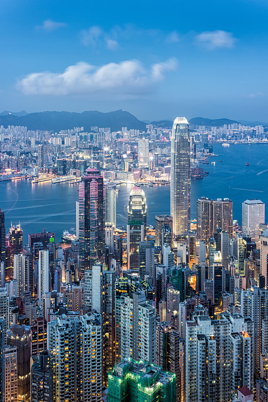 香港太平山顶的城市风光图片下载