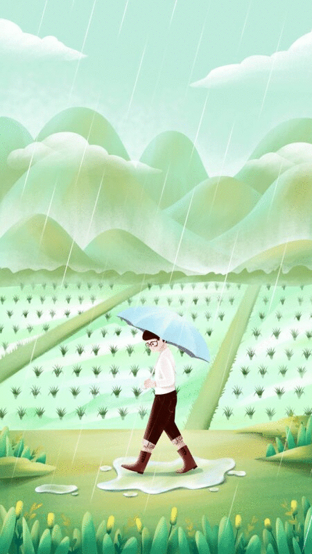 中国传统文化之24节气之春季谷雨插画下载