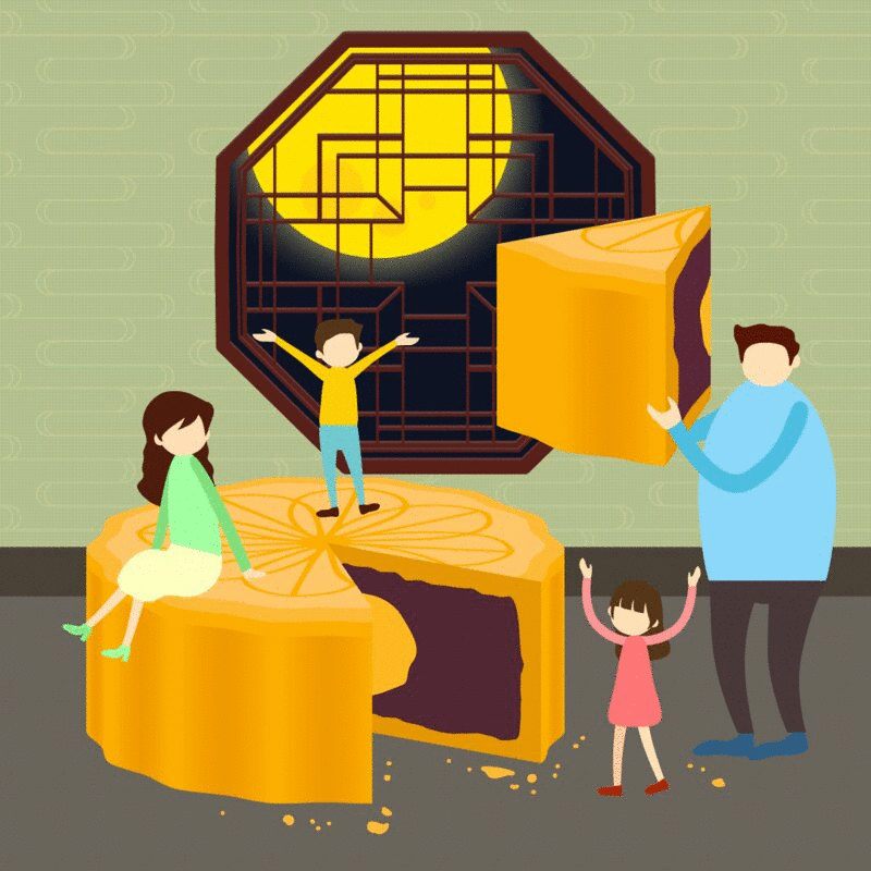 中秋节一家人吃月饼图片下载