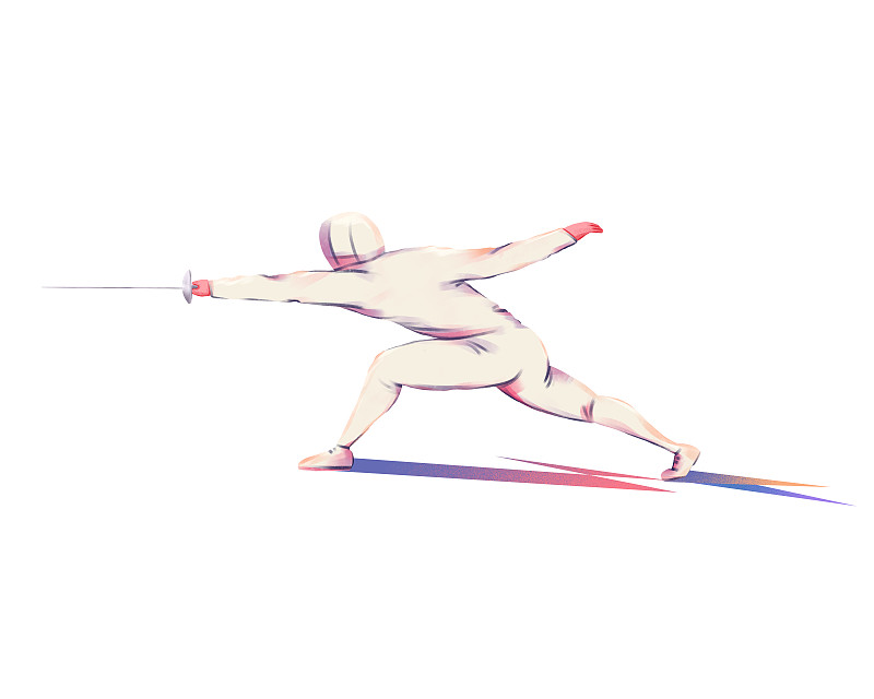 插画运动抽象几何击剑人物元素图片