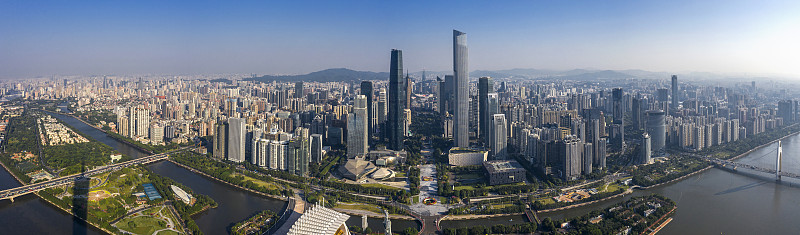 广州市 珠江新城 现代建筑群 航拍 全景图片素材