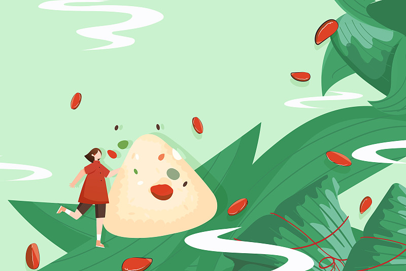 夏季端午节粽子食物美食礼盒背景中国风矢量插画下载