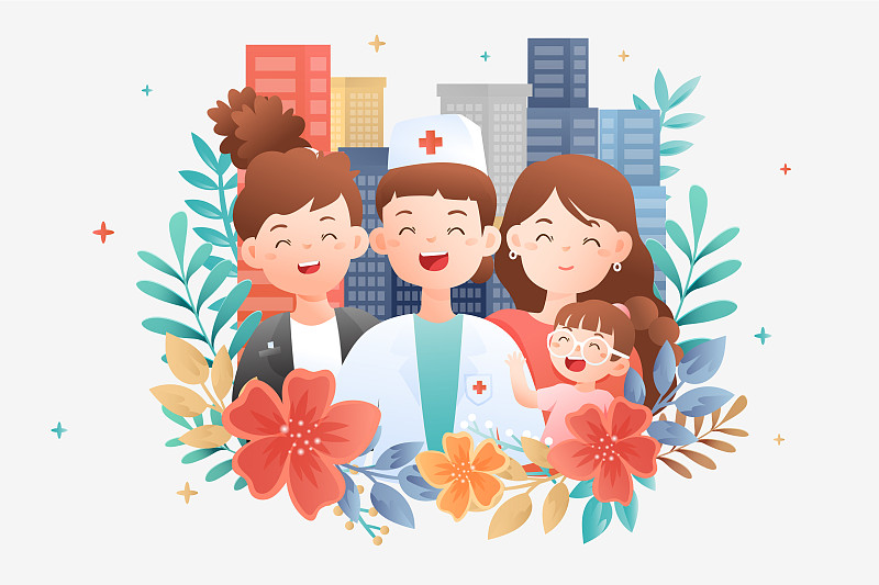 护士节劳动节母亲节女性形象人物矢量插画图片
