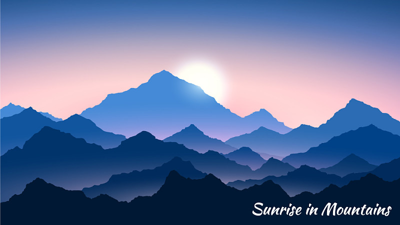 日出在山，晨曦在山景观图片下载