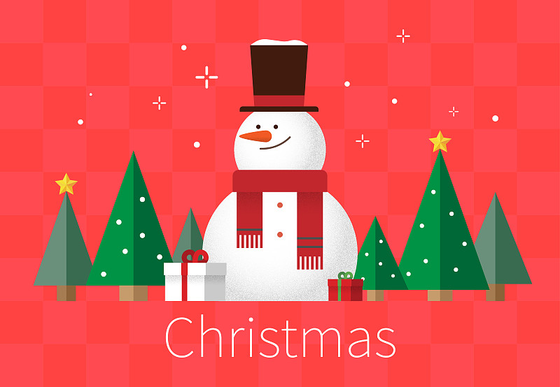 圣诞快乐和新年快乐平面设计风格的贺卡插图001图片下载