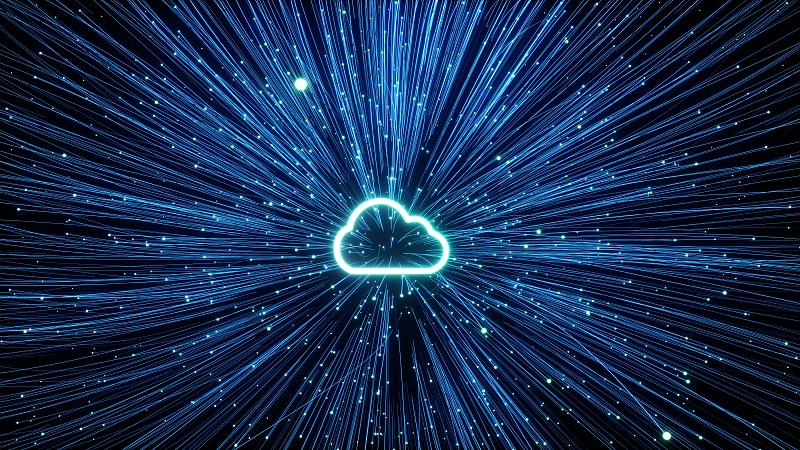 三维渲染的粒子光线与云朵图案插图图片下载