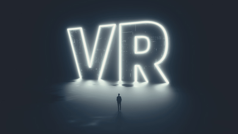 暗调环境中发光的VR文字图片下载