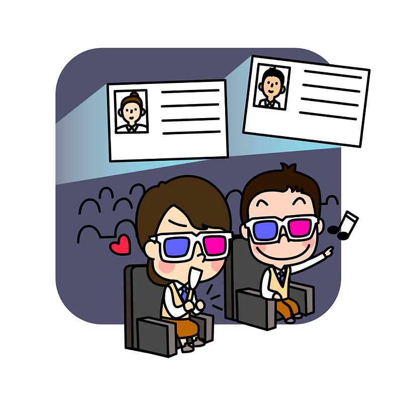 插图两名学生在电影与3D眼镜上的投影身份证图片下载