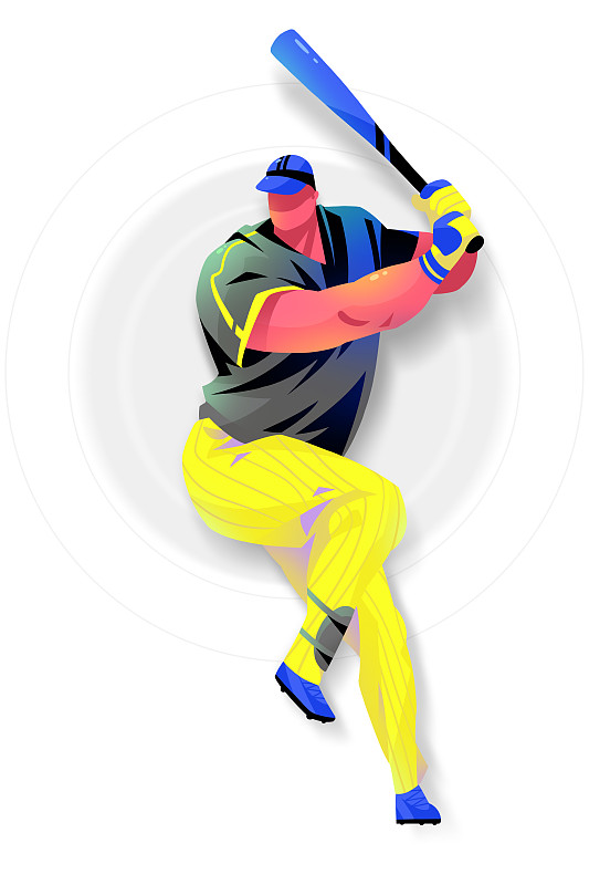 男子棒球击球姿势的插画图片