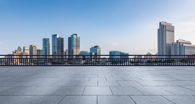 上海都市风光城市天际线金融建筑阳台地板广场地面背景素材图图片下载