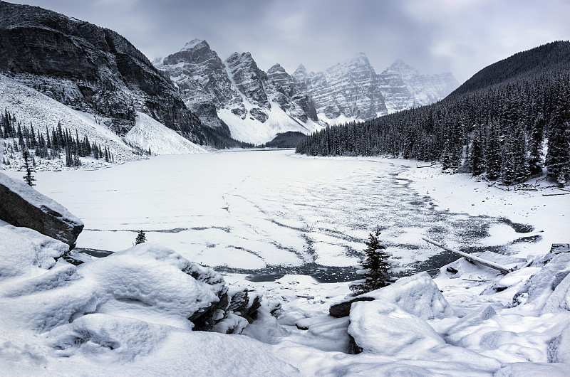 风景雪山对天空，班夫，加拿大图片素材
