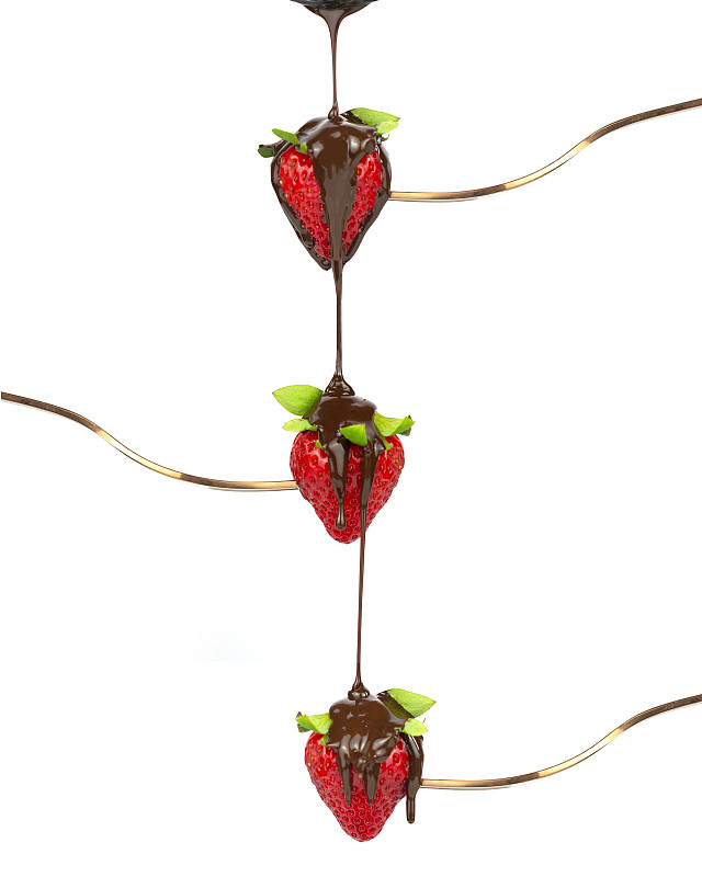 匈牙利布达佩斯，巧克力拥抱草莓图片素材
