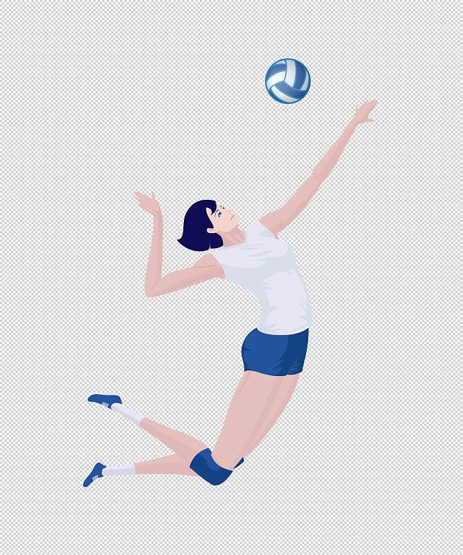 女运动员打排球跳跃扣球动作图片素材
