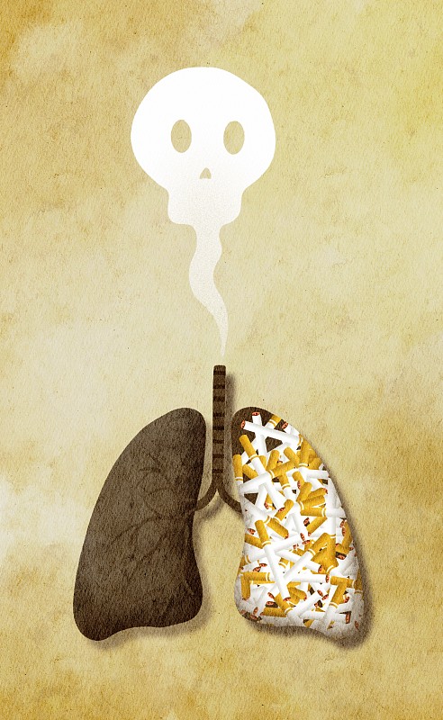 肺部装满香烟危害健康插画图片