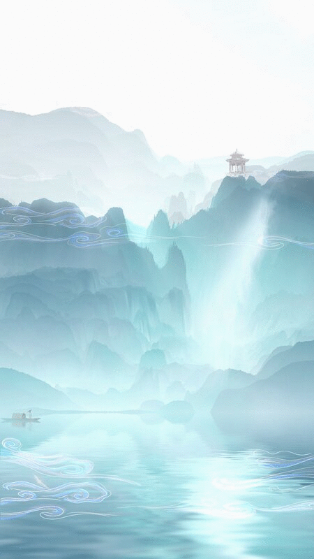 森林里的日出中国风插画背景图片下载