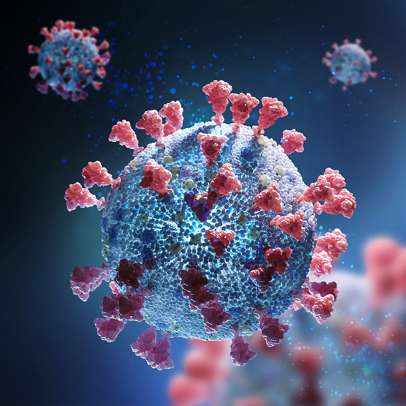 3D渲染写实风格微观视角新冠病毒插图图片下载