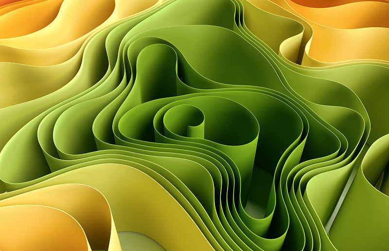 3D抽象卷曲的彩色条图片下载