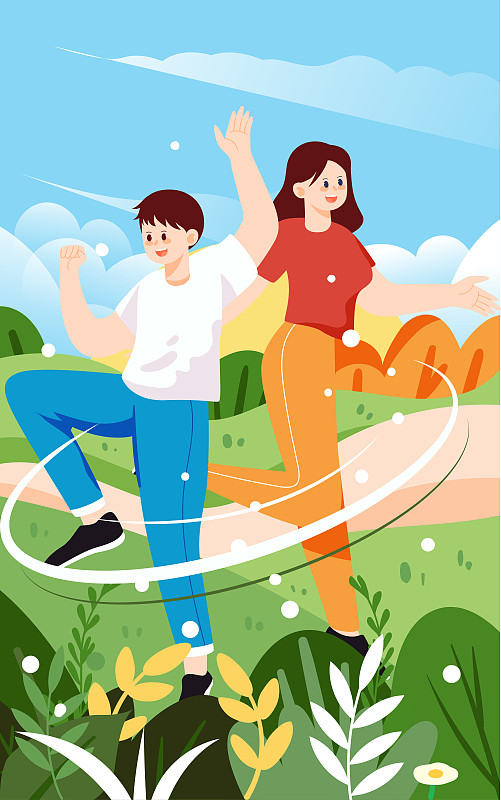 五四青年节人物插画致青春开心跳跃活动海报图片