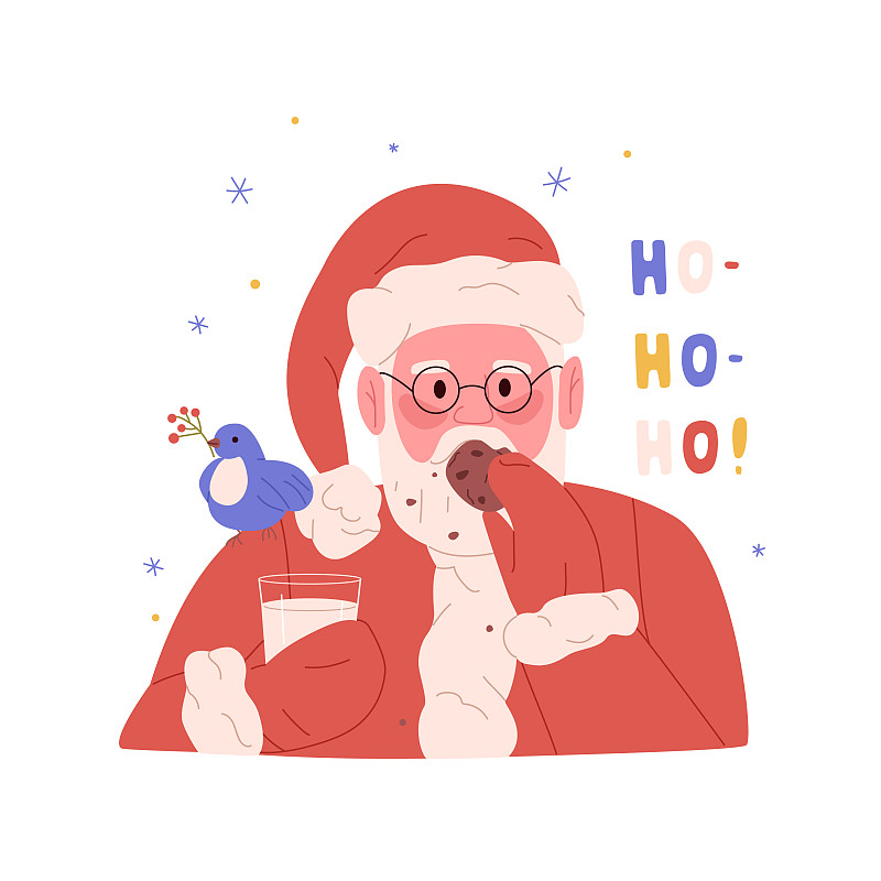 可爱的圣诞老人吃着圣诞饼干图片下载