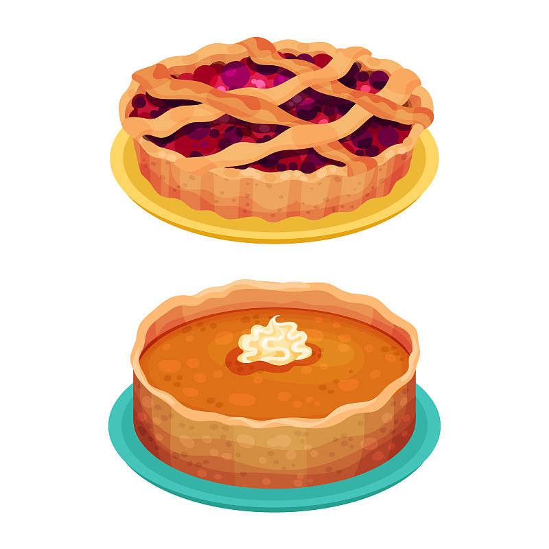 香甜的自制馅饼为美味可口的甜点添彩插画图片