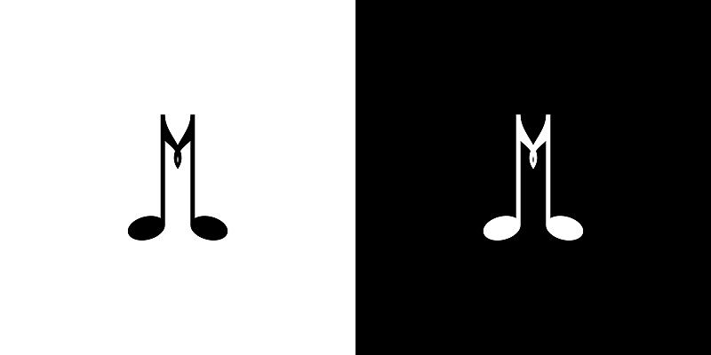 简单而独特的初始m音乐标志设计插画图片