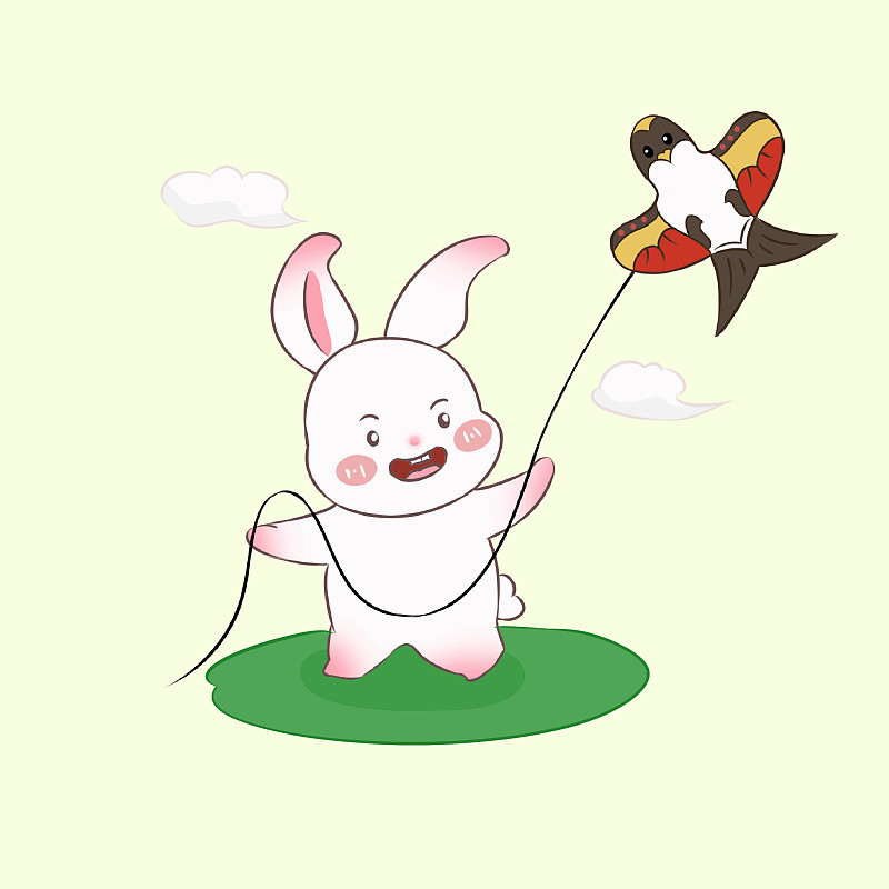 兔年卡通放风筝的兔子图片下载
