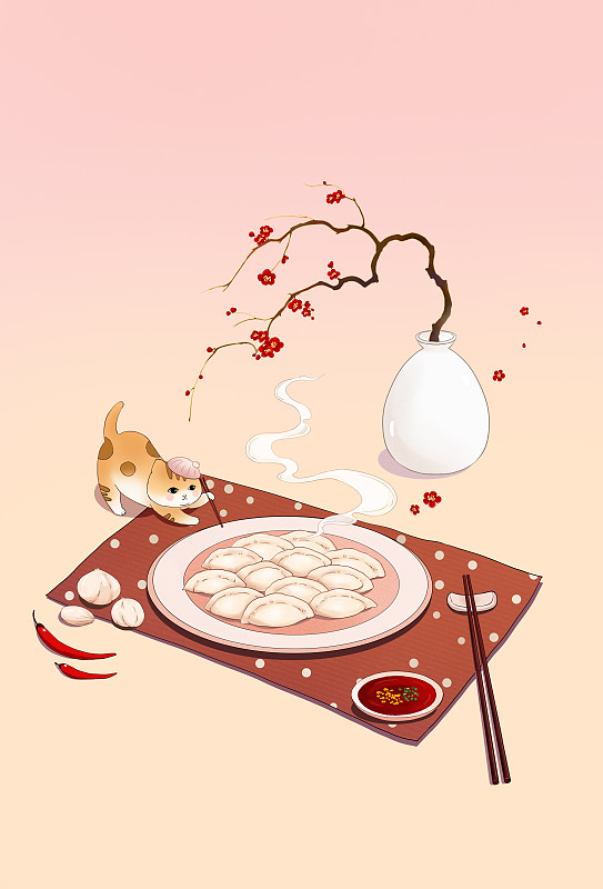 传统二十四节气美食立冬饺子图片下载