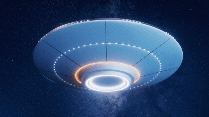 UFO与外太空星球背景3D渲染插画下载