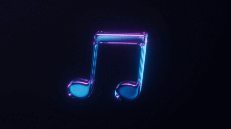 音乐音符与霓虹灯光效果循环动画3D渲染图片下载