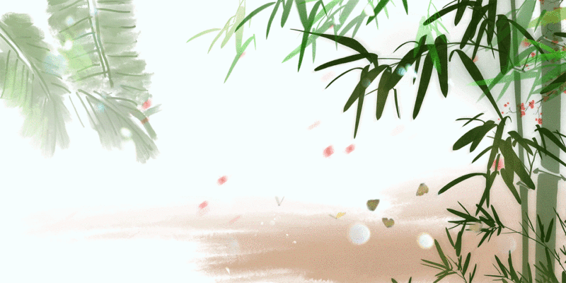 蝴蝶中国风空旷的竹林和飞鸟插画背景图片下载
