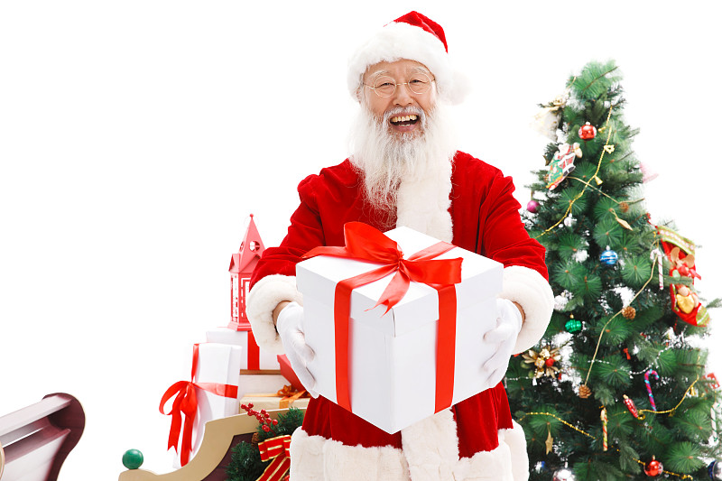 一个圣诞老人在派发圣诞礼物图片下载