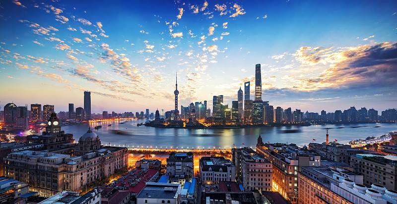 上海城市风光日出全景图片素材