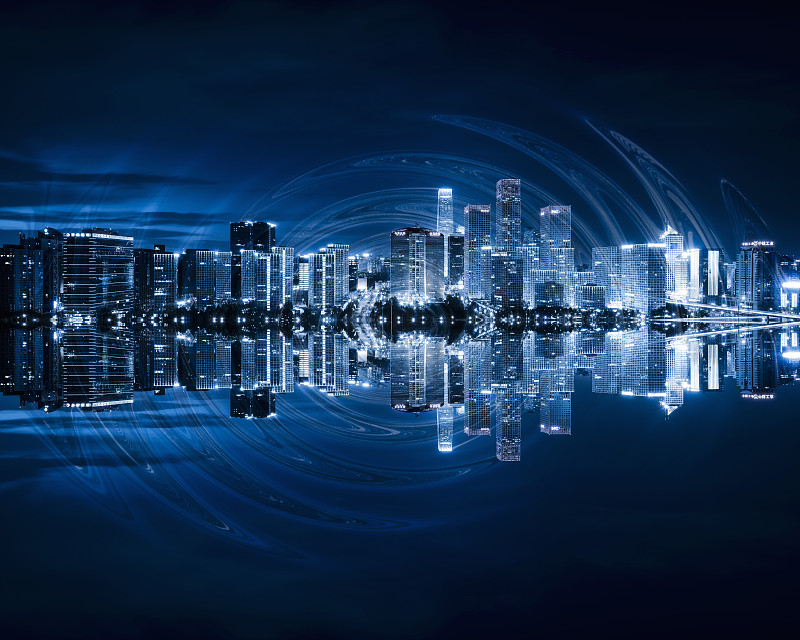 科技互联概念的北京CBD夜景图片素材