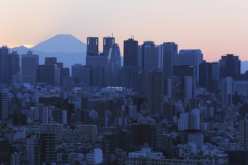 富士山和日本东京的城市景观图片下载