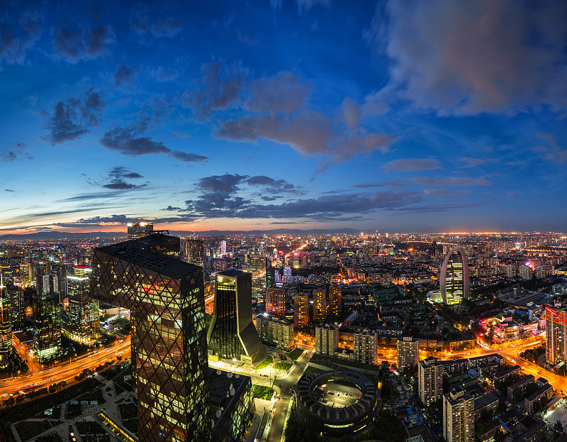 北京CBD地区夜景图片素材