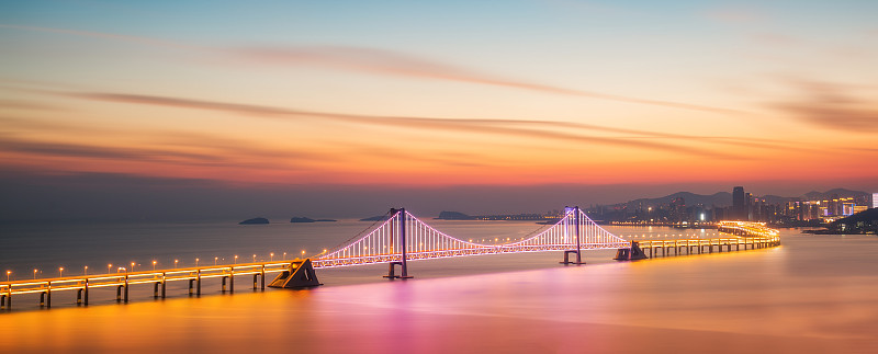 大连星海湾跨海大桥夜景图片素材