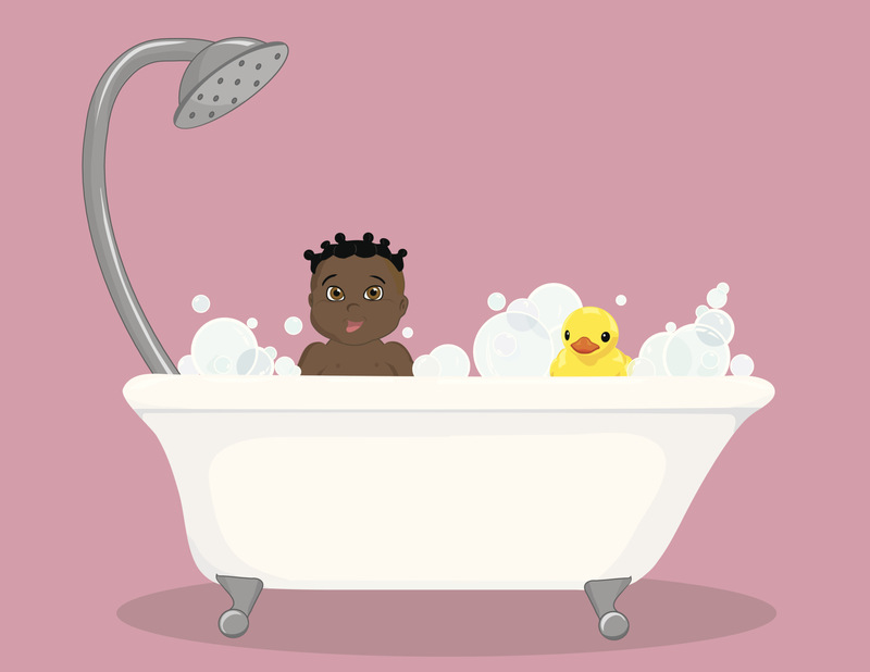 沐浴中的黑人女婴图片下载