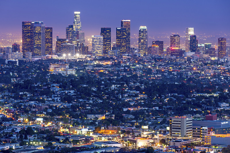 洛杉矶天际线城市景观，加利福尼亚，美国图片下载