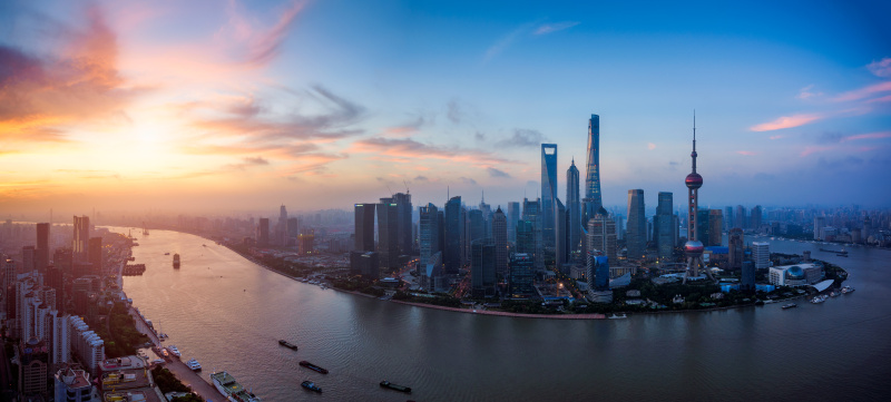 Shanghai  Skyline at Sunrise图片素材