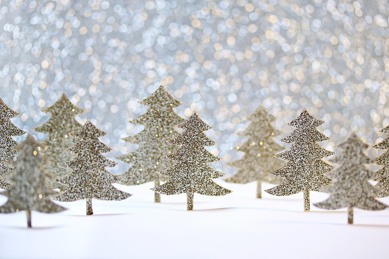 冬天的仙境闪闪发光的树图片素材