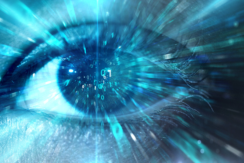 女人的眼睛在未来的速度运动的数字数据图片素材