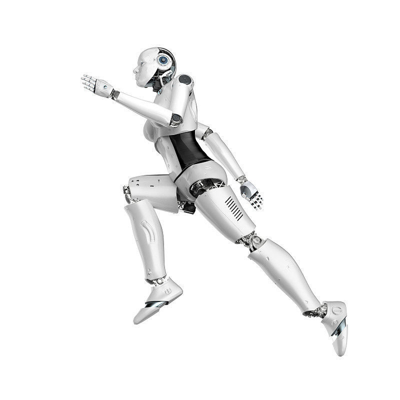 女性半机械人或机器人会跑图片素材