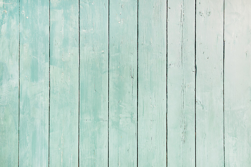 全框拍摄的浅绿松石漆的木墙，抽象的背景图片下载