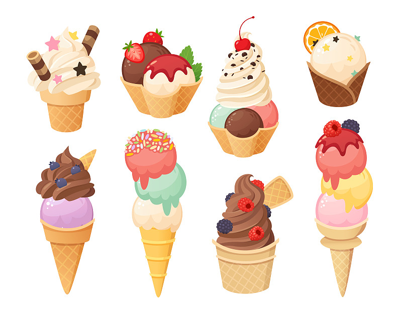 彩色美味的冰淇淋图像图片下载