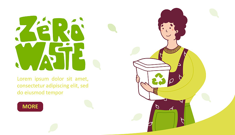 废物管理，可持续生活方式平面矢量插图图片下载
